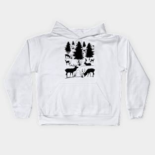 wild deer, roe deer, tree, antler, animals, forest Kids Hoodie